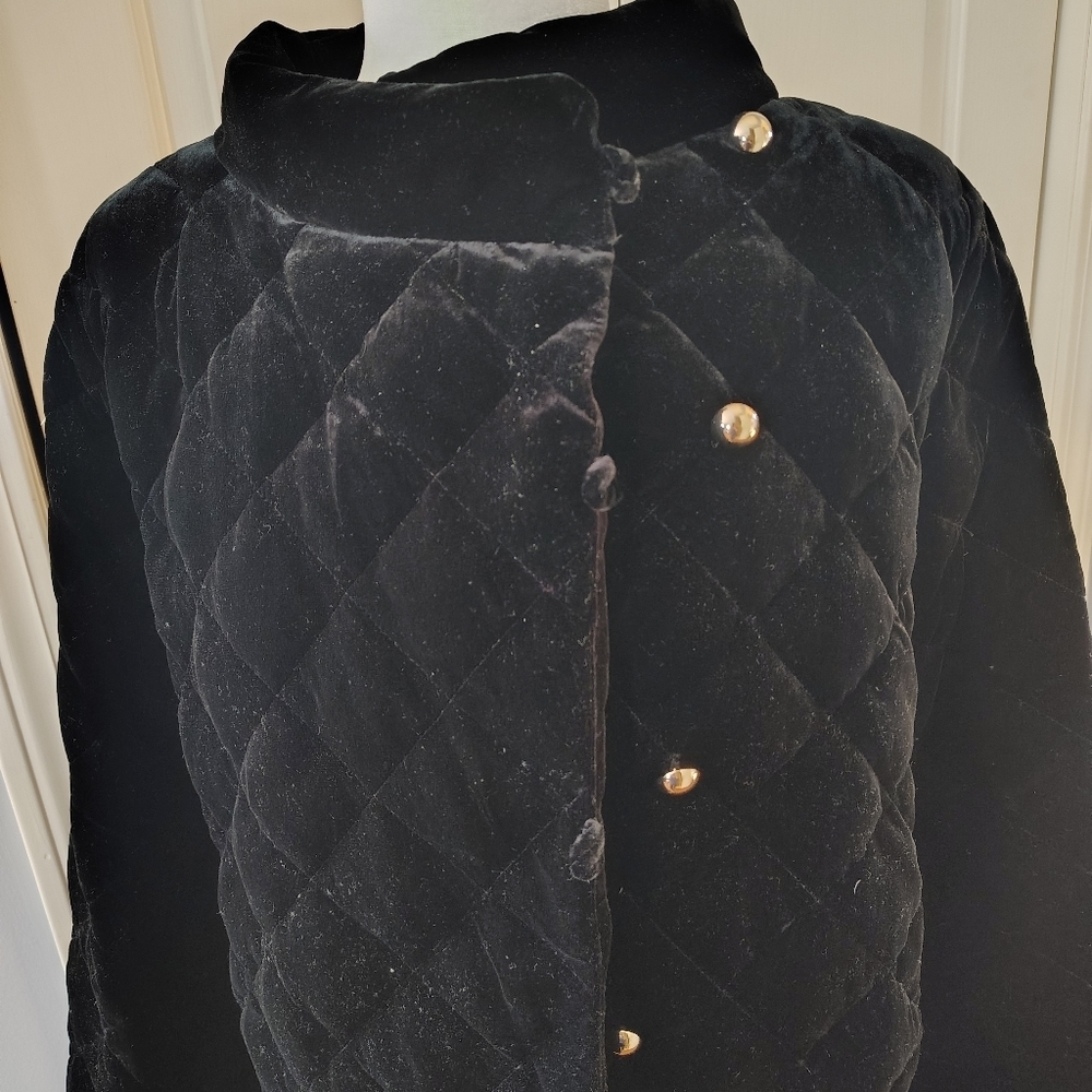 Talbot's Black velvet elegant Asymmetrical Jacket 14 - Picture 5 of 11
